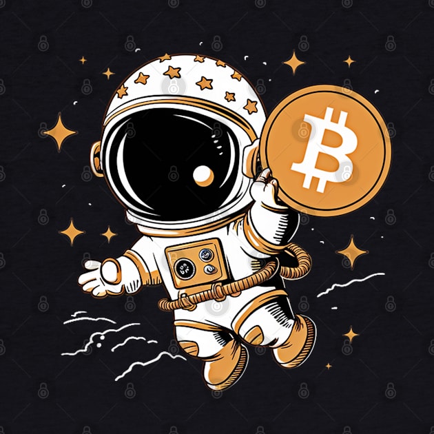 Crypto Bitcoin and astronaut fly to the moon by smallcatvn